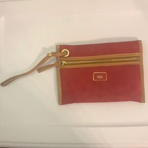 Red Ugg Jane Wallet Shearling Bag Clutch 8.75 x 6.5